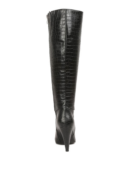 Rum Rolls Calf croco Heel Boots - Tigbuls Variety Fashion