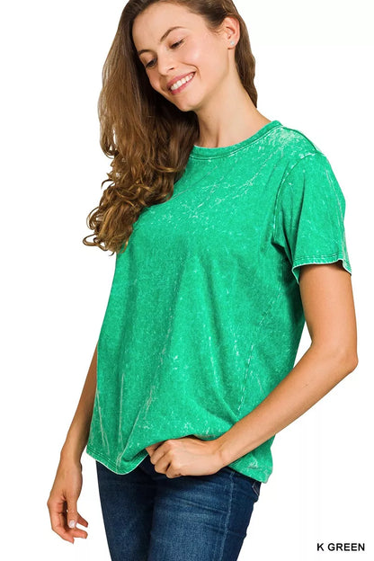 Zenana Washed Short Sleeve T-Shirt - Tigbul's Variety Fashion Shop