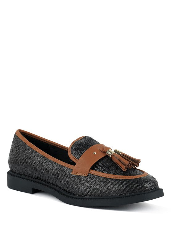 Foxford Tassle Detail Raffia Loafers - Tigbuls Variety Fashion