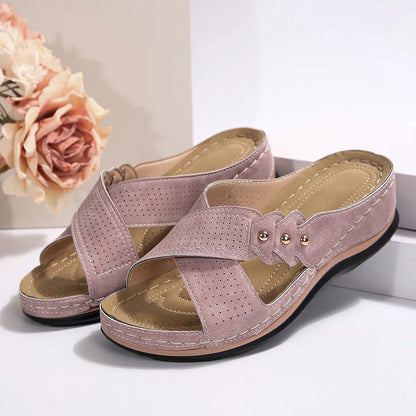 Crisscross Open Toe Wedge Sandals - Tigbul's Variety Fashion Shop