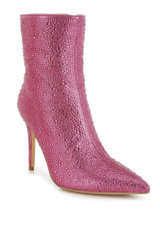Anun Rhinestones Embellished High Ankle Boots - Tigbul's Variety Fashion Shop