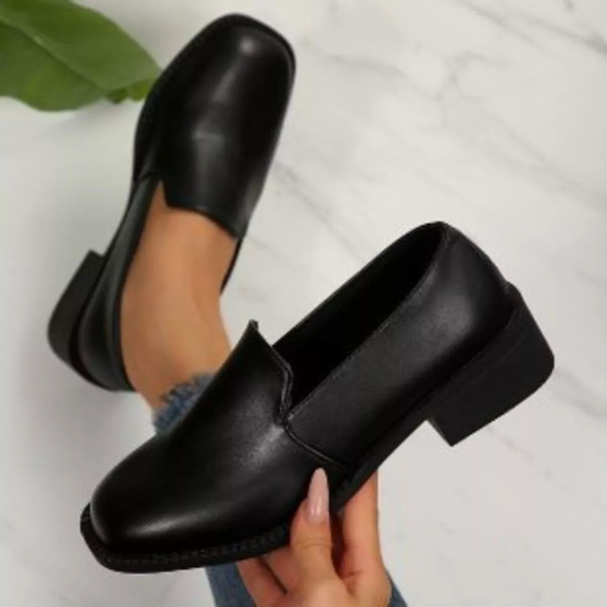 Round Toe Block Heels Loafers - Tigbul's Variety Fashion Shop