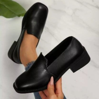 Round Toe Block Heels Loafers - Tigbul's Variety Fashion Shop