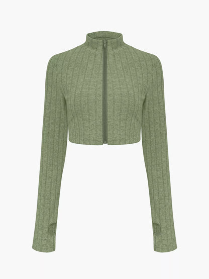 Ribbed Knit Crop Top and Flare Pants Set - Tigbul's Variety Fashion Shop