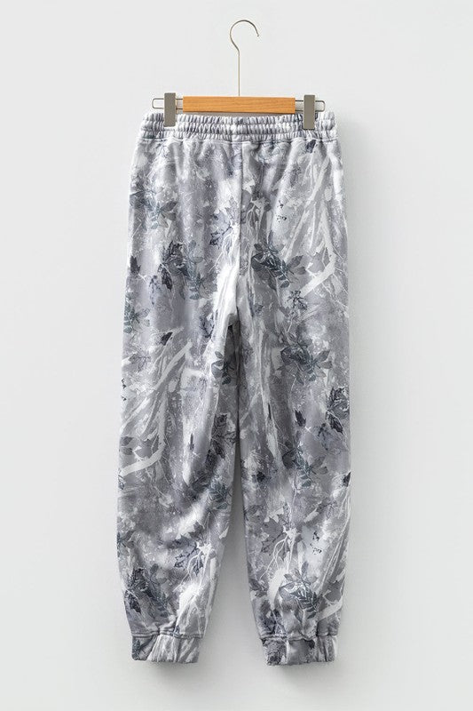 Gray Camo Drawstring Elastic Waist Jogger Pants - Tigbul's Variety Fashion Shop