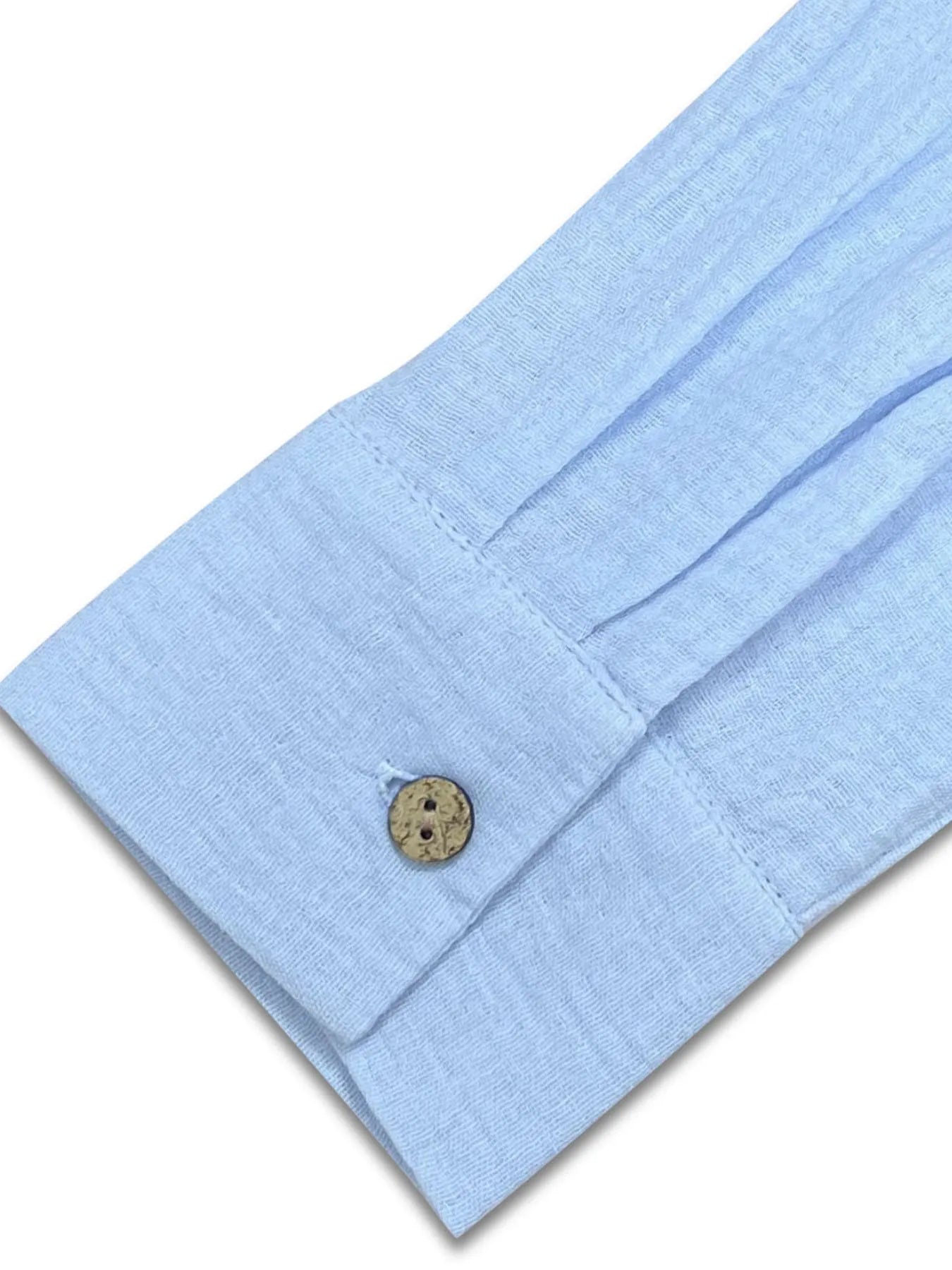 Texture Button Down Side Slit Long Sleeve Shirt - Tigbul's Variety Fashion Shop
