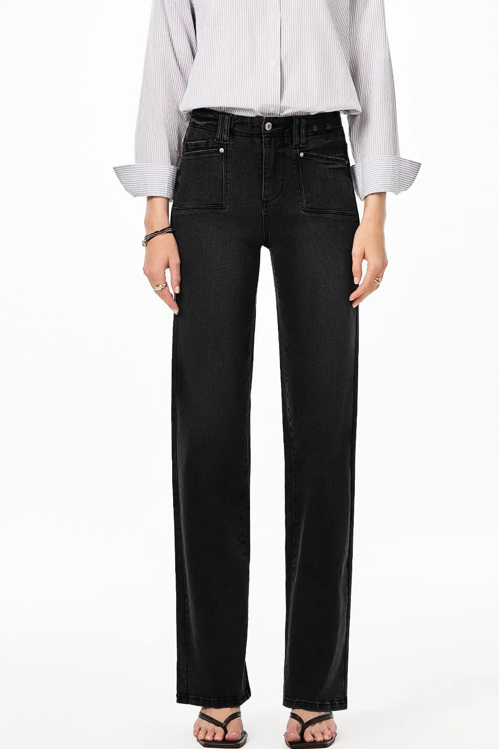 High-Waisted Wide-Leg Vintage Wash Jeans - Tigbul's Variety Fashion Shop