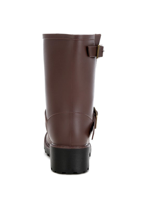 Anong Harness Detail Calf Rain Boots - Tigbul's Variety Fashion Shop