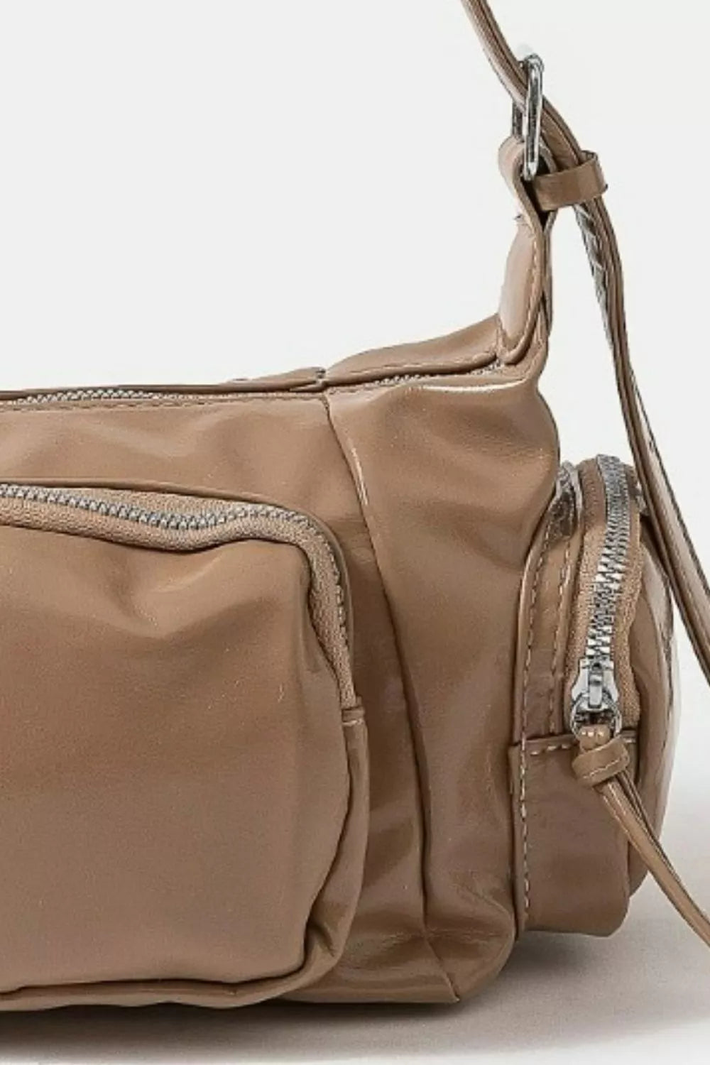 Fame Glossy Faux Leather Multi Pocket Hand Bag - Tigbul's Variety Fashion Shop