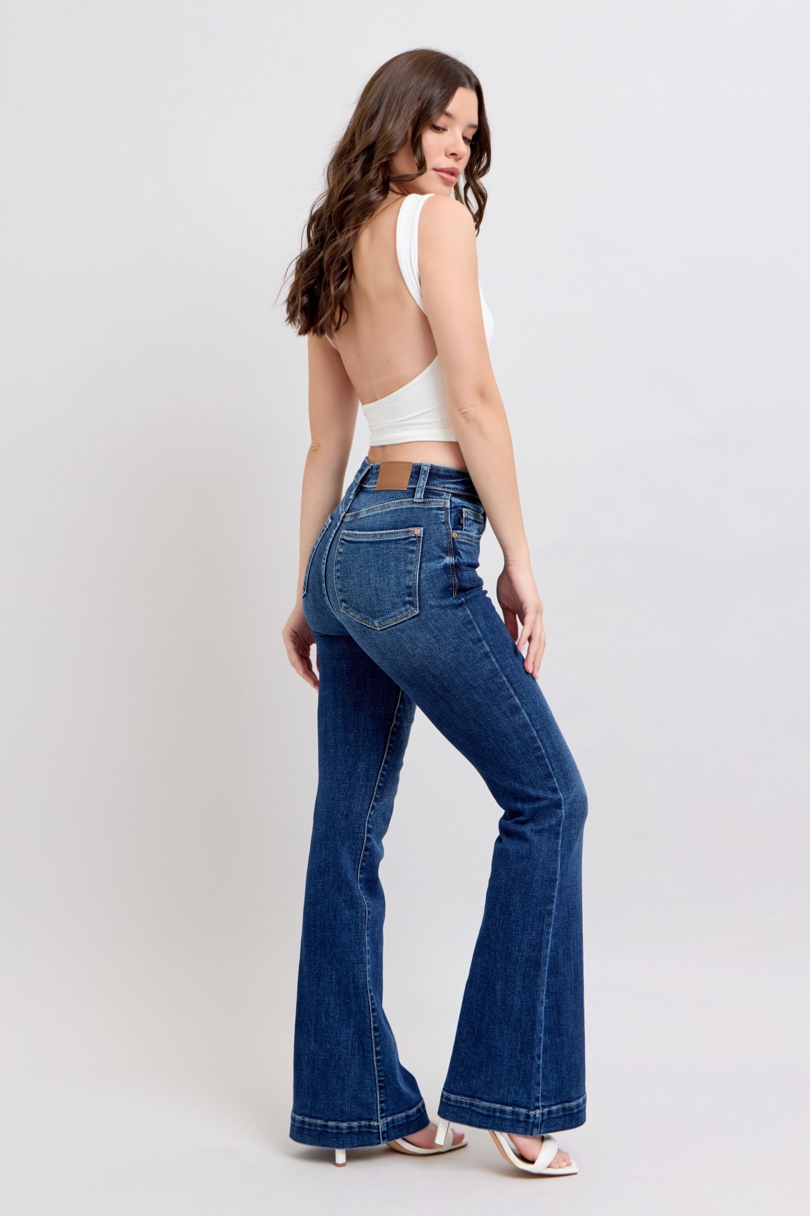 Judy Blue Full Size High Rise Flare Jeans with Pockets Plus Size - Tigbul's Variety Fashion Shop