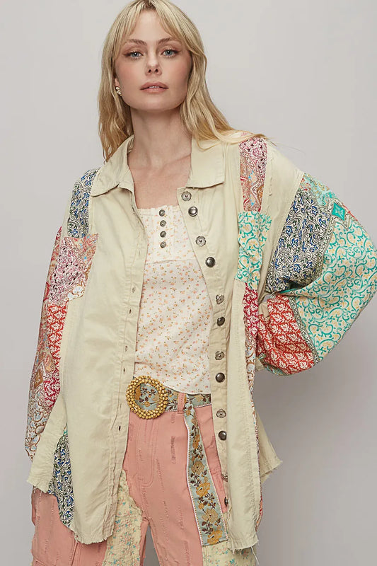 POL Printed Button Up Oversized Shirt - Tigbul's Variety Fashion Shop