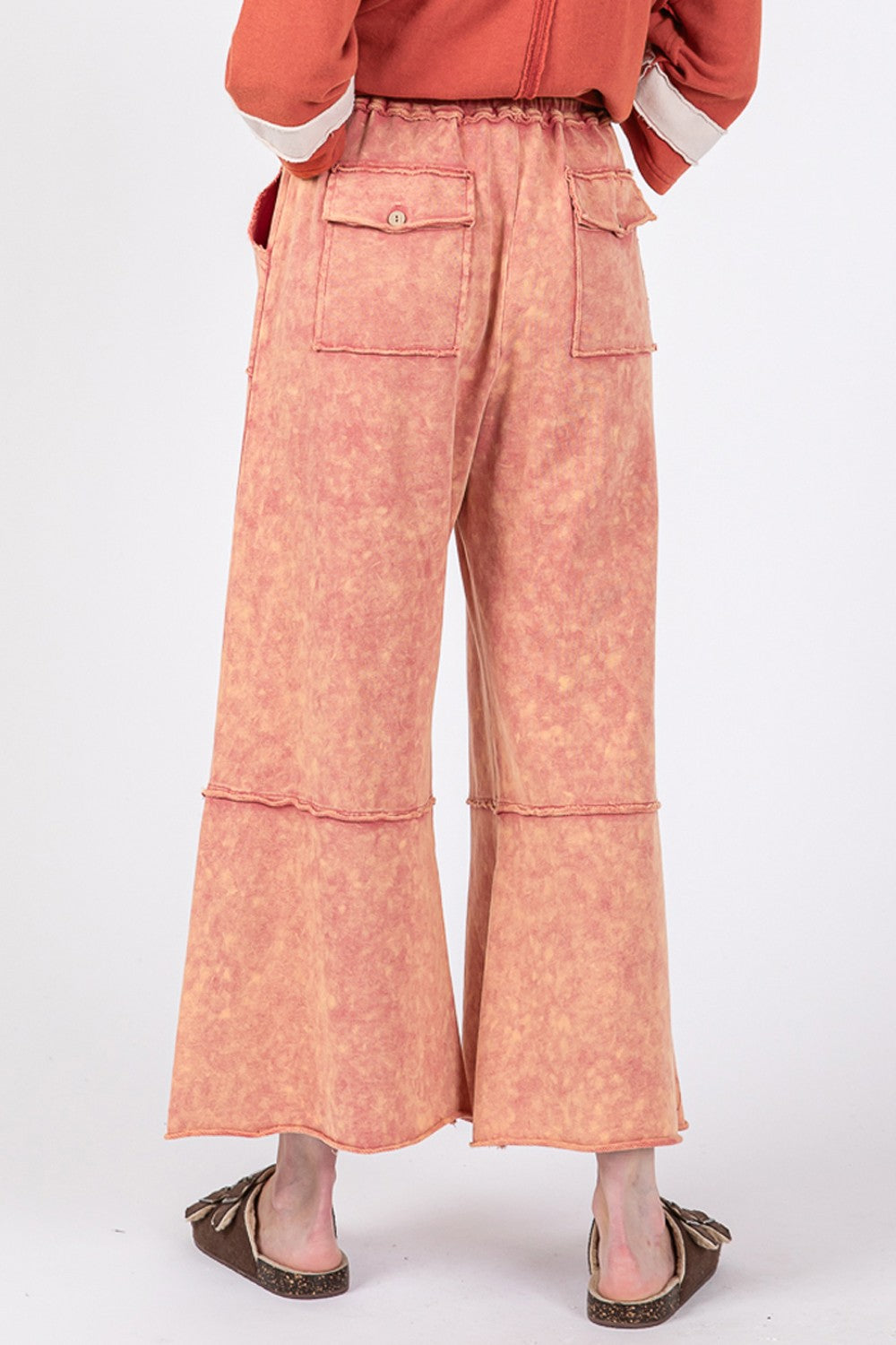 Mineral Washed Terry Wide Leg Pants - Tigbul's Variety Fashion Shop