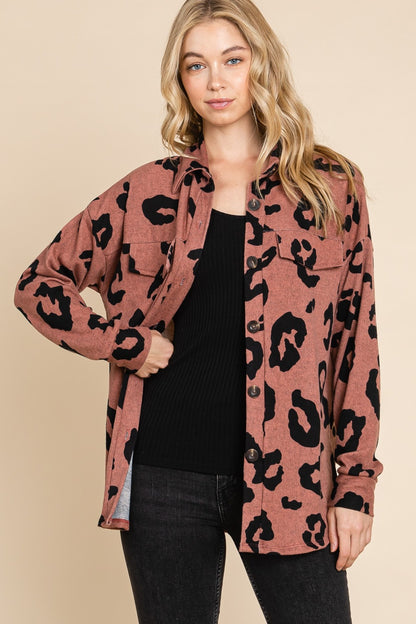 BOMBOM Animal Print Button Up Knit Shacket - Tigbul's Variety Fashion Shop