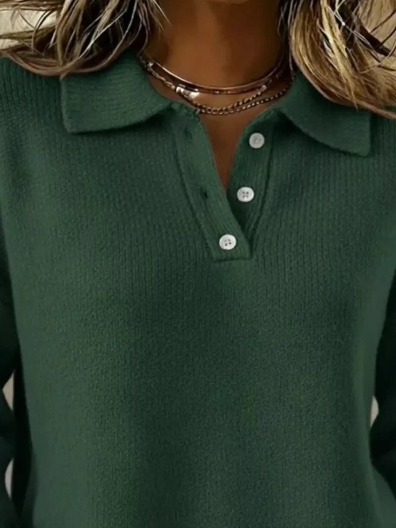 Full Size Button Detail Drop Shoulder Sweater Plus Size - Tigbul's Variety Fashion Shop