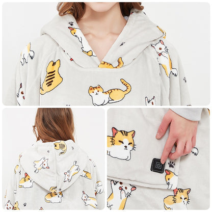 Warm Large Size Flannel Heat able Blanket Hoodie