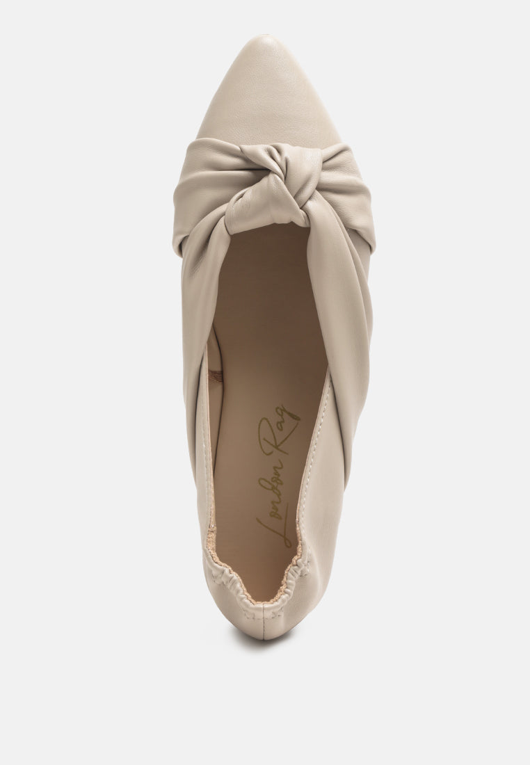 Norma Knot Detail Elasticated Ballet Flats - Tigbul's Variety Fashion Shop