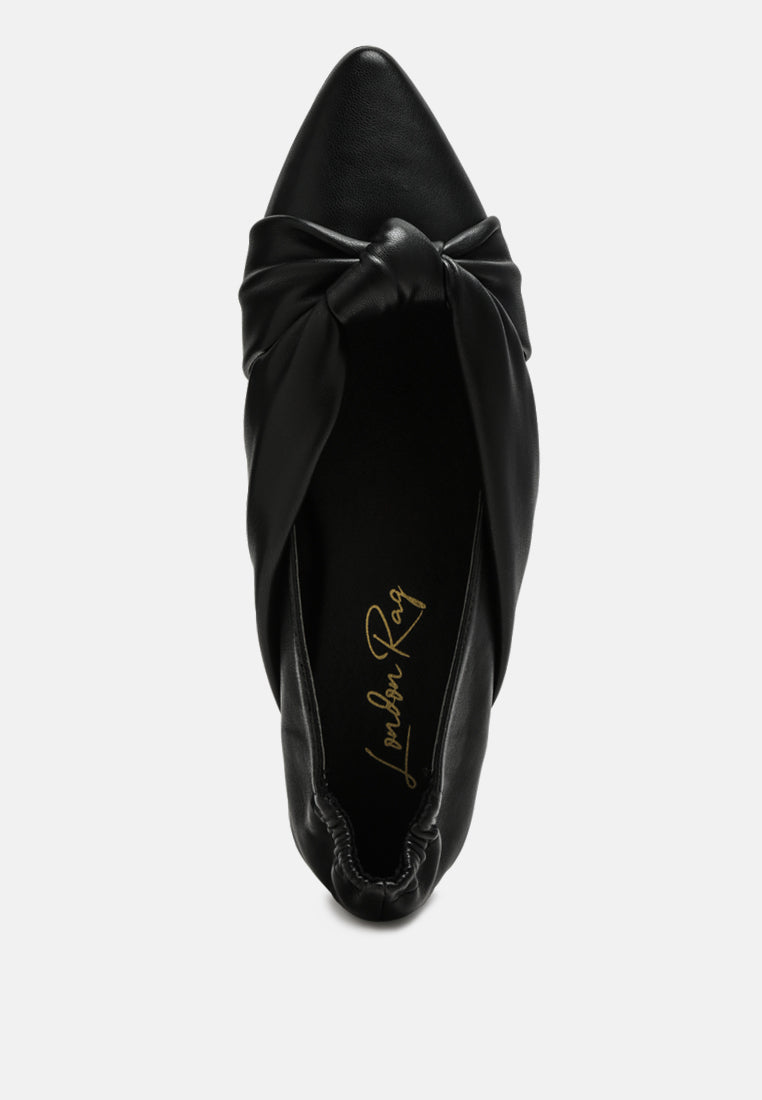 Norma Knot Detail Elasticated Ballet Flats - Tigbul's Variety Fashion Shop