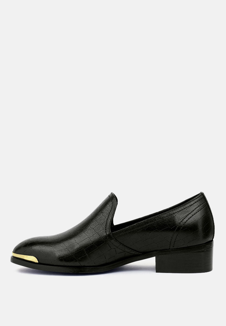 Lilliam Metal Highlight Casual Leather Loafers - Tigbul's Variety Fashion Shop