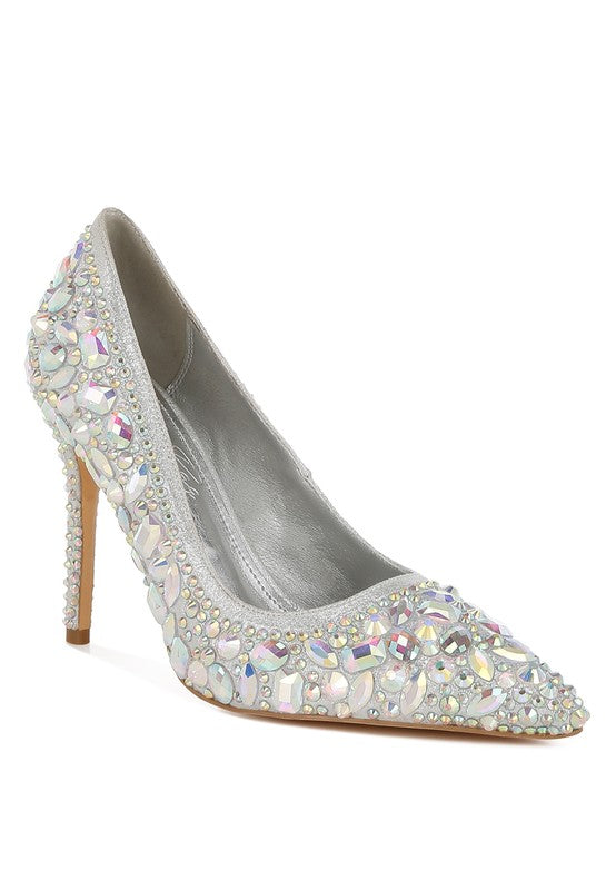 Iceout Diamante & Rhinestone Embellishments Pumps - Tigbul's Variety Fashion Shop