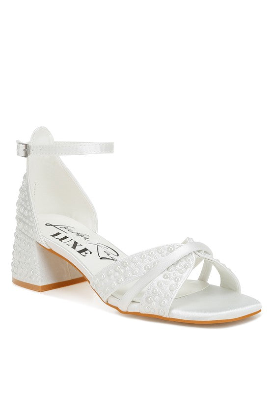 Cinnabon Pearl Embellished Strappy Sandals - Tigbul's Variety Fashion Shop