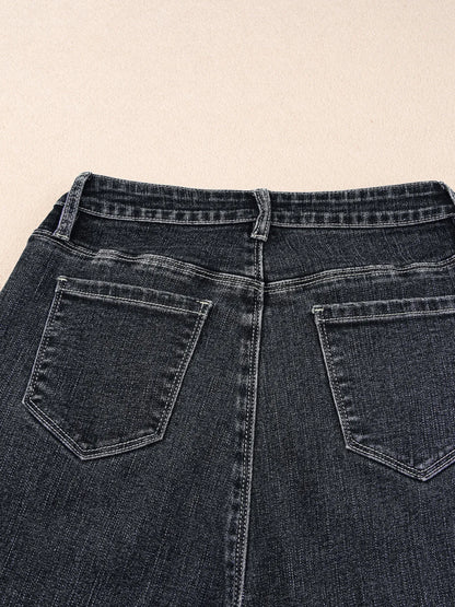 Seam Detail Flared Bottom Ankle Length Jeans - Tigbul's Variety Fashion Shop