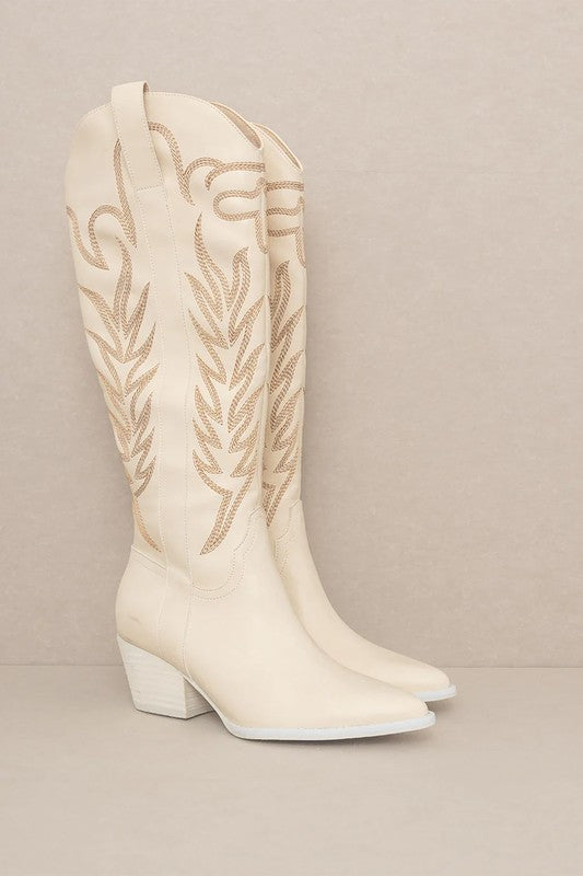 SAMARA-EMBROIDERY WESTERN KNEE HIGH BOOTS - Tigbul's Variety Fashion Shop