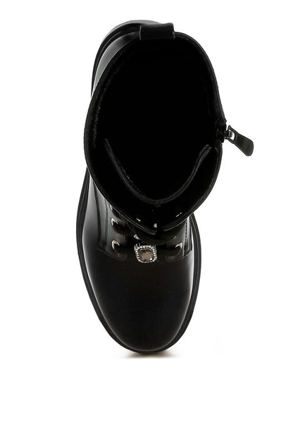 Nimba Rhinestone jeweled Chunky Boots - Tigbul's Variety Fashion Shop