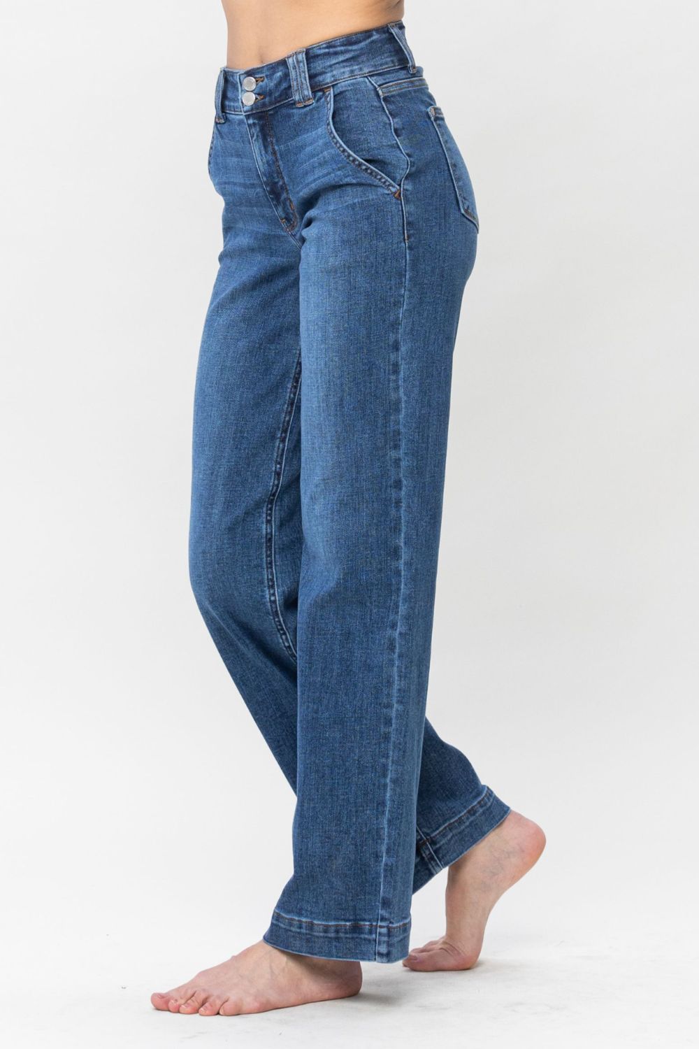 Judy Blue Full Size Double Button Wide Leg Jeans - Tigbul's Variety Fashion Shop