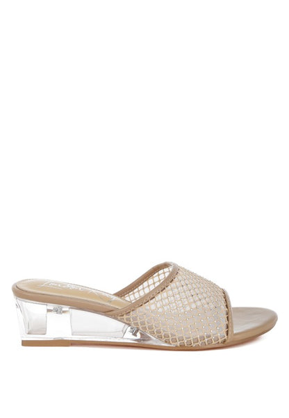 Tempra Mesh Clear Heel Wedge Sandals - Tigbul's Variety Fashion Shop