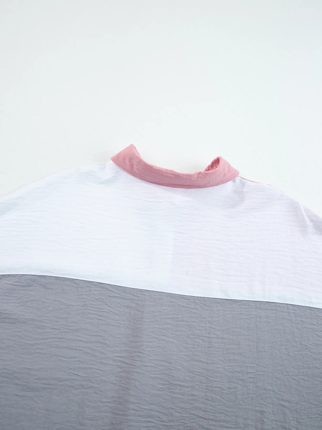Color Block Oversized Button-Up Shirt with Chest Pocket - Tigbul's Variety Fashion Shop