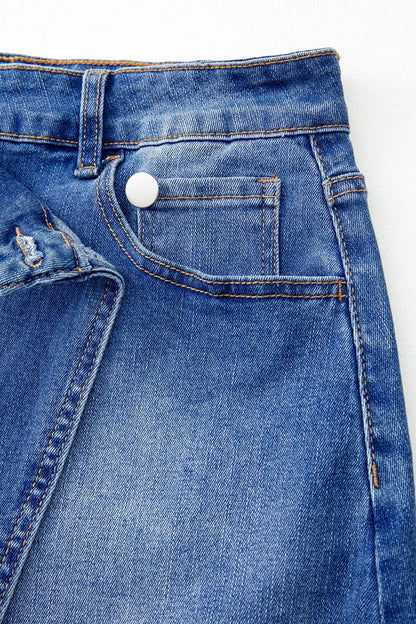 Wrapped Crossed Waist Denim Mini Skirt - Tigbul's Variety Fashion Shop