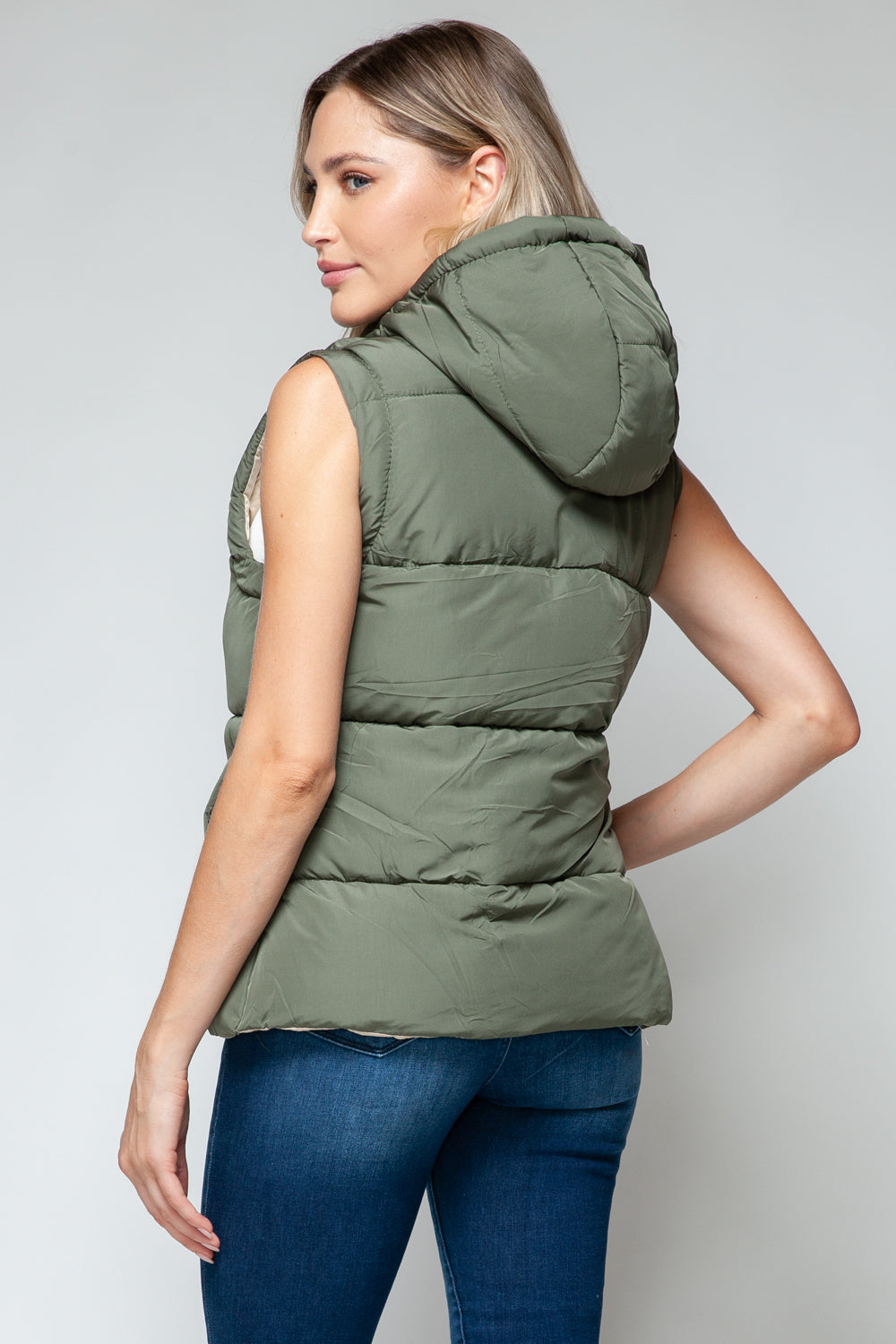 Snobbish Snap and Zip Closure Hooded Vest - Tigbul's Variety Fashion Shop