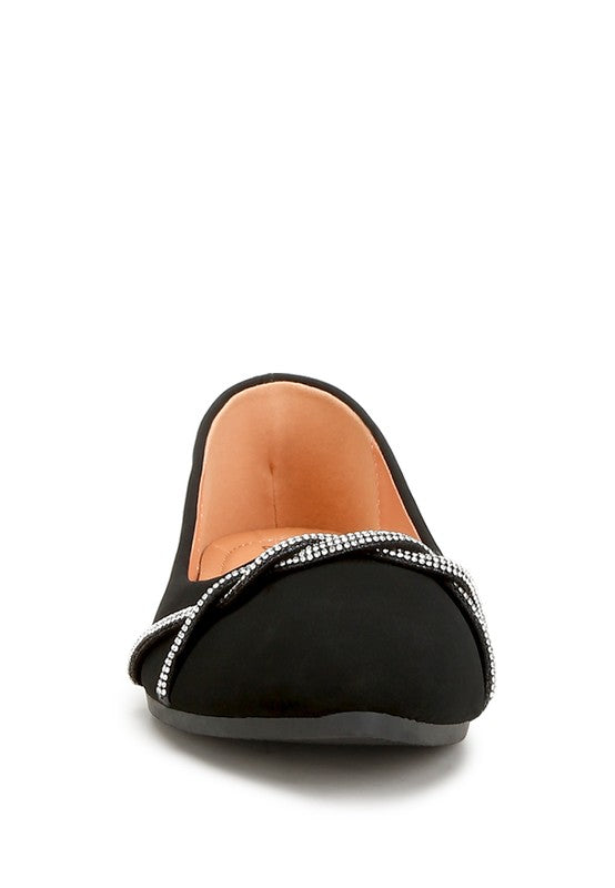 Playasu Rhinestone Faux Leather Ballerinas - Tigbul's Variety Fashion Shop