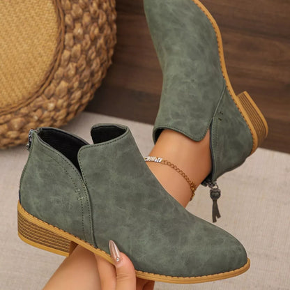 Women's Point Toe Block Heels Boots - Tigbul's Variety Fashion Shop