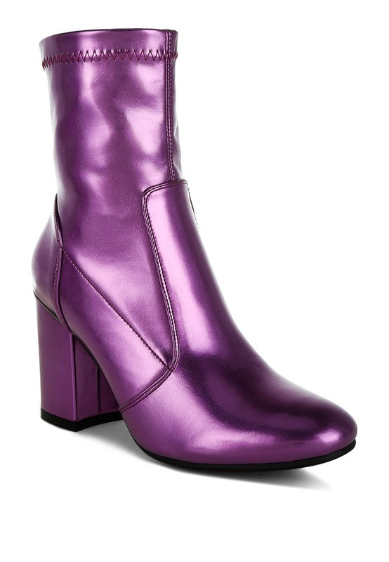 Tirana Metallic Pleather Sock Boots - Tigbul's Variety Fashion Shop