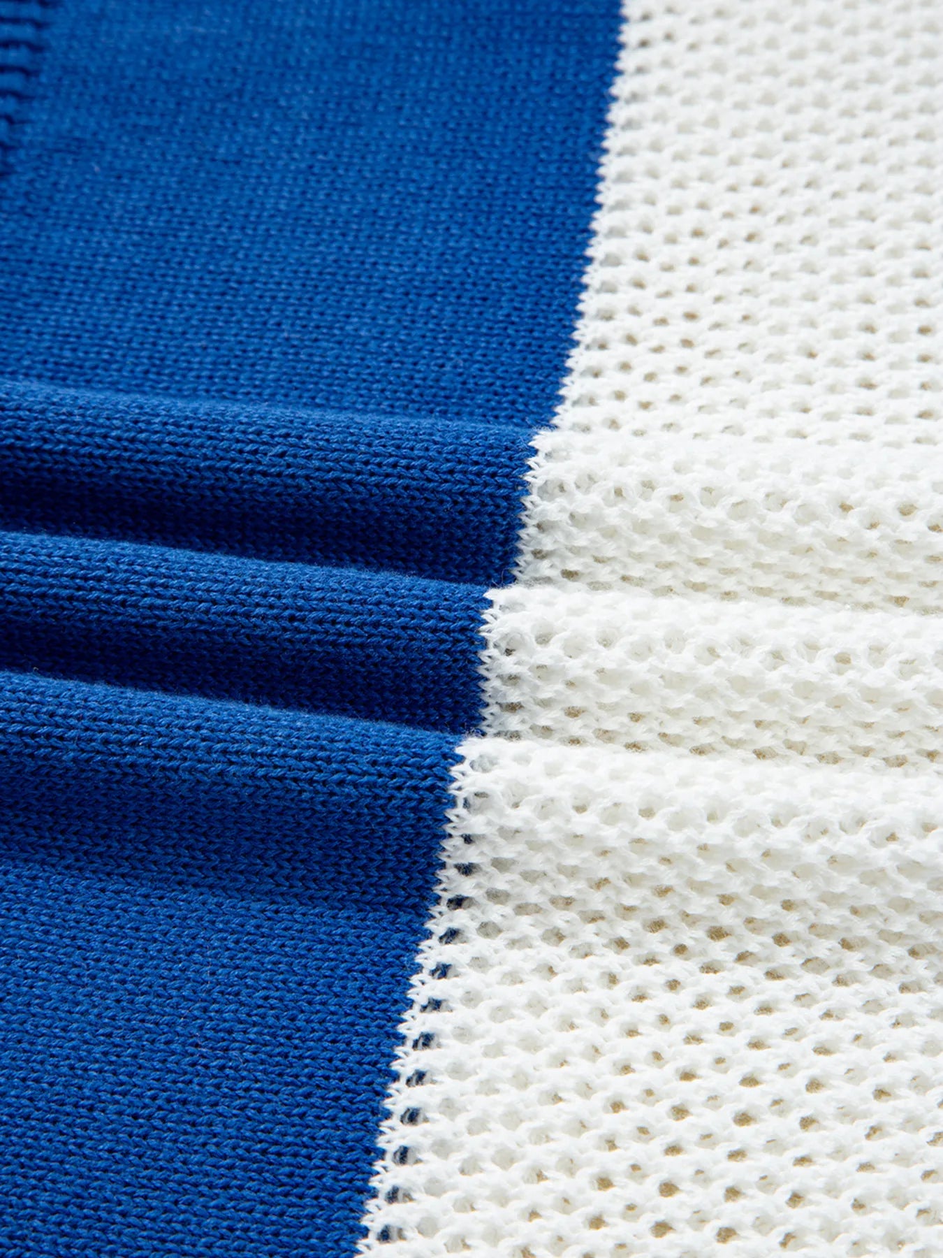 Stripe Colorblock Polo Collar Crochet Knitted Cover Up - Tigbul's Variety Fashion Shop