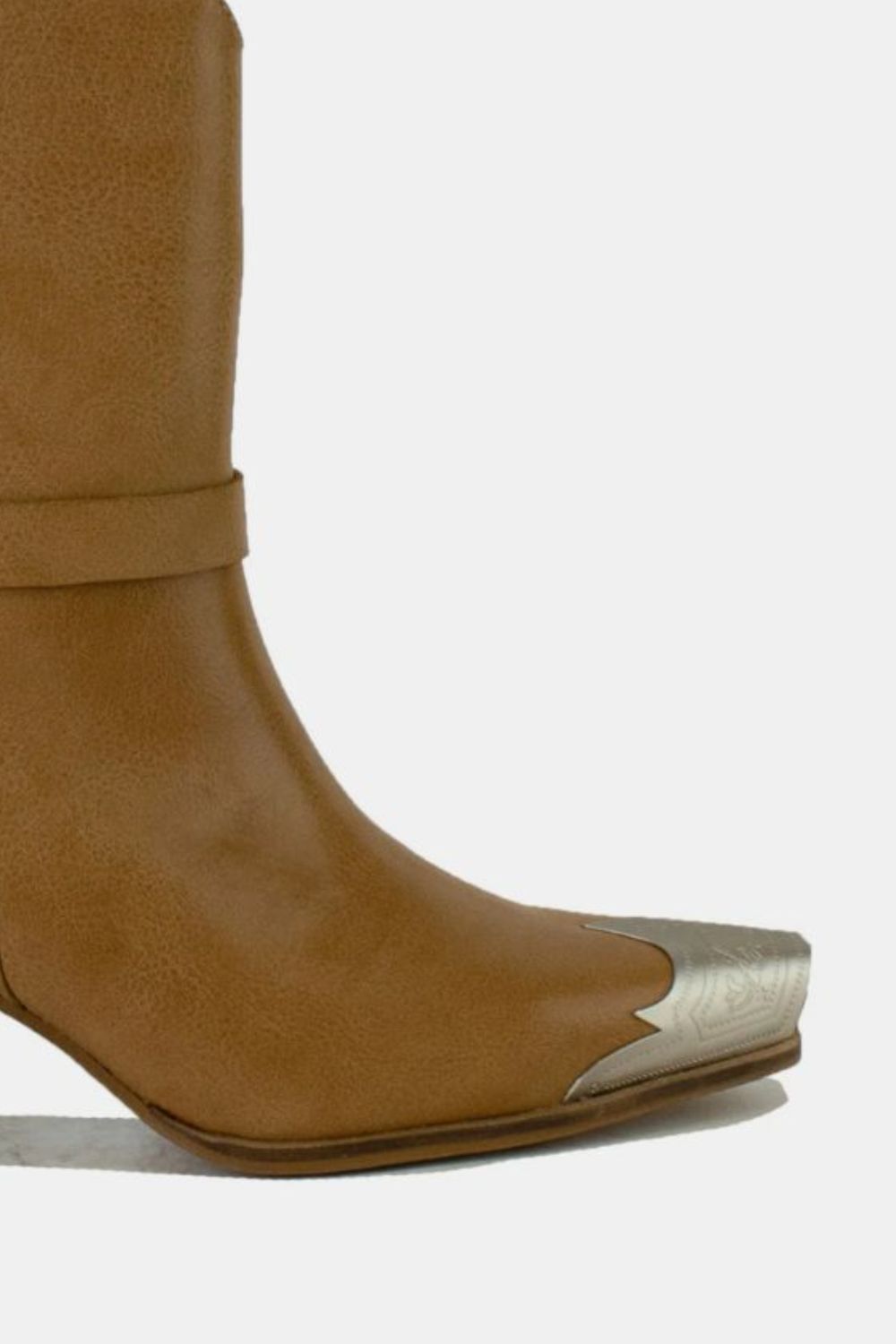 Taupe Faux Leather Metal Toe Ankle Boots - Tigbul's Variety Fashion Shop