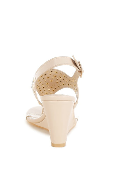 Sappho Studded Thong Toe Wedges - Tigbul's Variety Fashion Shop
