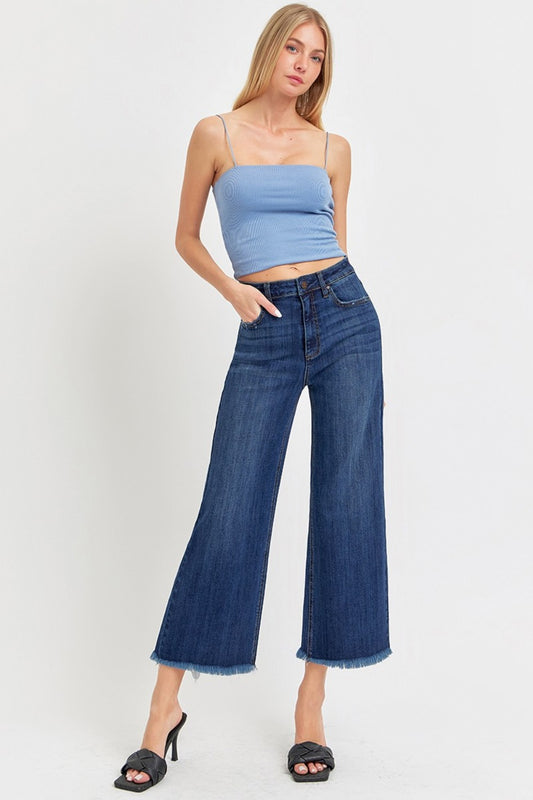 RISEN Full Size Raw Hem Cropped Wide Leg Jeans - Tigbul's Variety Fashion Shop