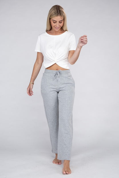 Lounge Wide Pants with Drawstrings - Tigbuls Variety Fashion