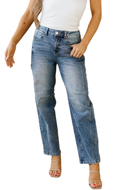 Denim Vintage Washed Seam Shift Jeans, Women's - Tigbul's Variety Fashion Shop