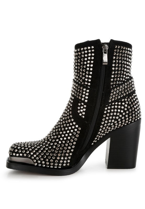 Babbon Studded Harness Detail Ankle Boots - Tigbul's Variety Fashion Shop