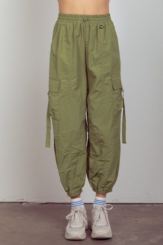 VERY J Elastic Waist Woven Cargo Pants - Tigbul's Variety Fashion Shop