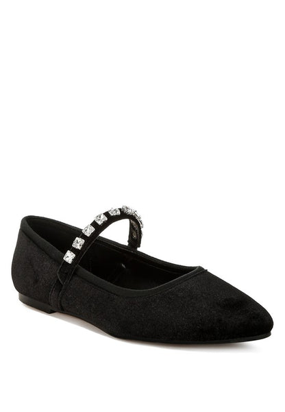 Aralia Velvet Mary Jane Ballerinas - Tigbul's Variety Fashion Shop