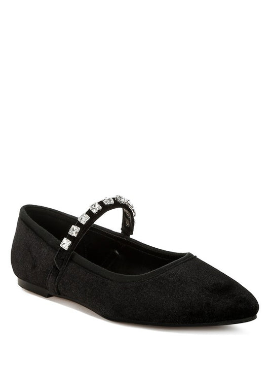 Aralia Velvet Mary Jane Ballerinas - Tigbul's Variety Fashion Shop
