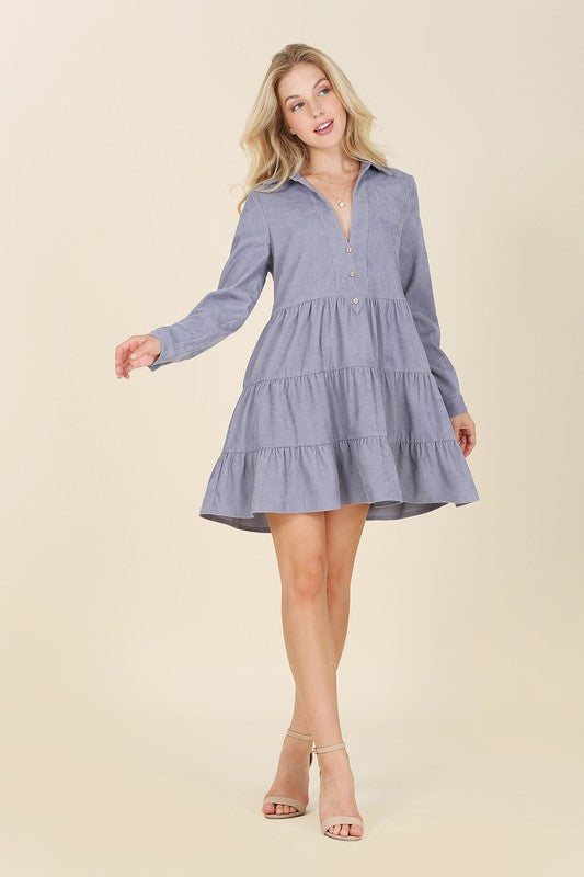 Corduroy tiered dress - Tigbuls Variety Fashion