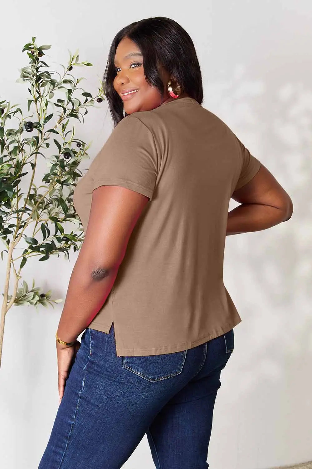 Round Neck Short Sleeve T-Shirt - Tigbul's Variety Fashion Shop
