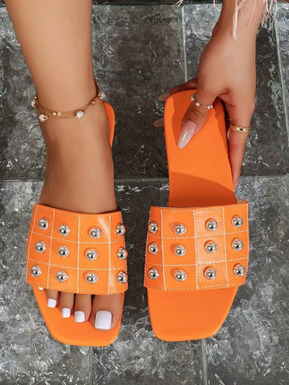 Studded Open Toe Sandals - Tigbul's Variety Fashion Shop