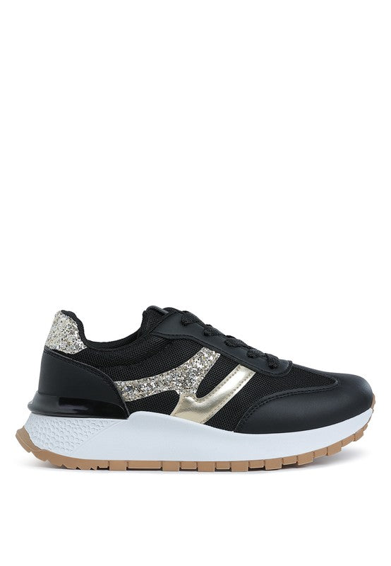 Tapers Glitter Detail Chunky Sneakers - Tigbul's Variety Fashion Shop