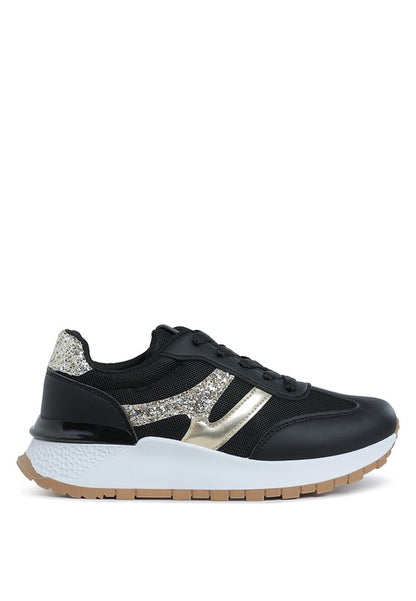 Tapers Glitter Detail Chunky Sneakers - Tigbul's Variety Fashion Shop